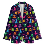 Cute Monster Pattern Print Women's Cotton Blazer