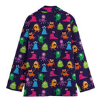 Cute Monster Pattern Print Women's Cotton Blazer