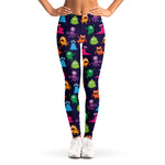 Cute Monster Pattern Print Women's Leggings