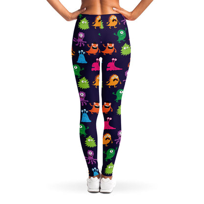 Cute Monster Pattern Print Women's Leggings