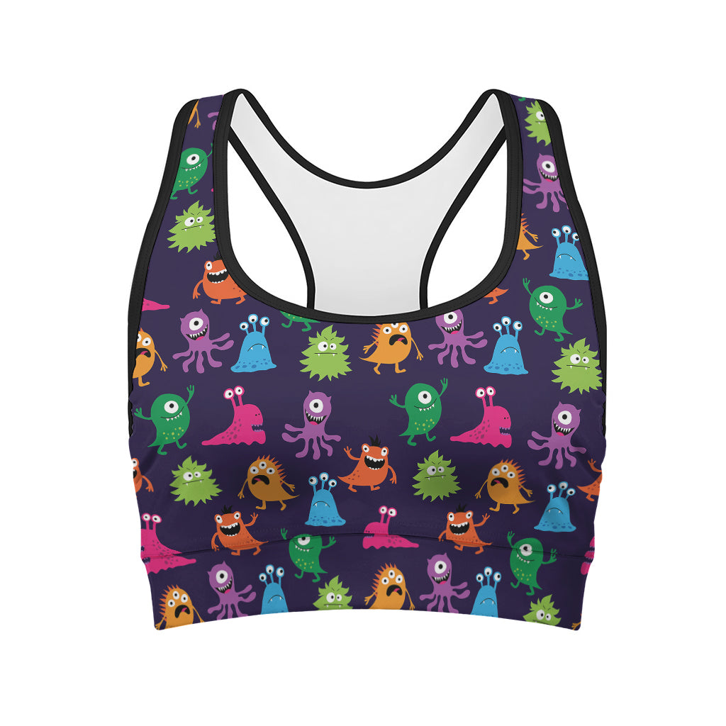 Cute Monster Pattern Print Women's Sports Bra
