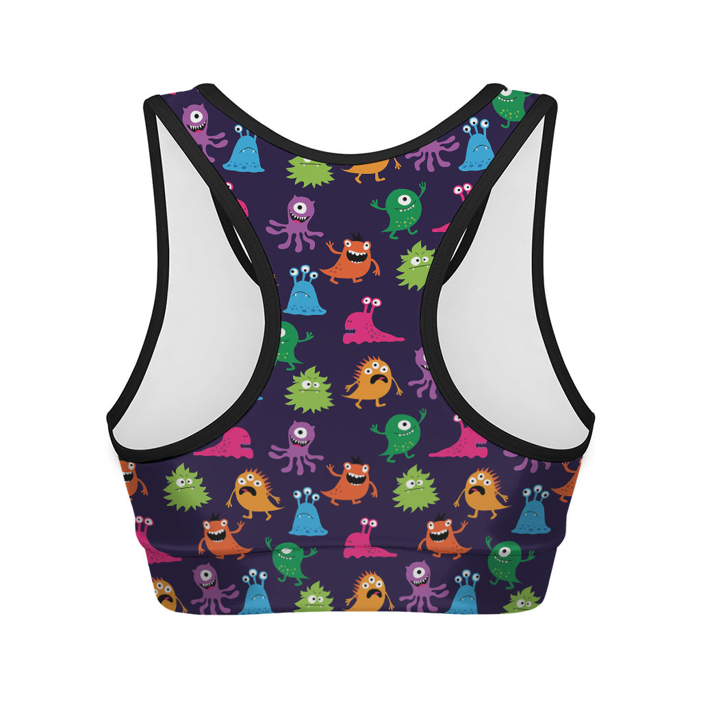 Cute Monster Pattern Print Women's Sports Bra