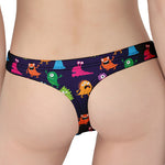 Cute Monster Pattern Print Women's Thong