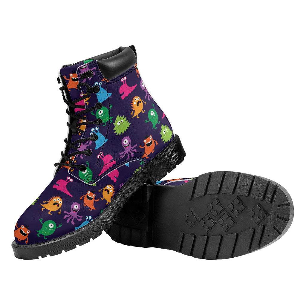 Cute Monster Pattern Print Work Boots