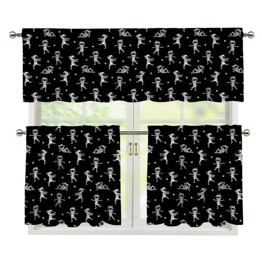 Cute Mummy Pattern Print 3 Piece Kitchen Curtains