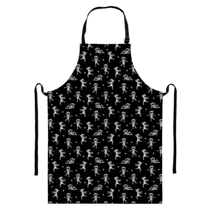 Cute Mummy Pattern Print Bib Apron With Pocket