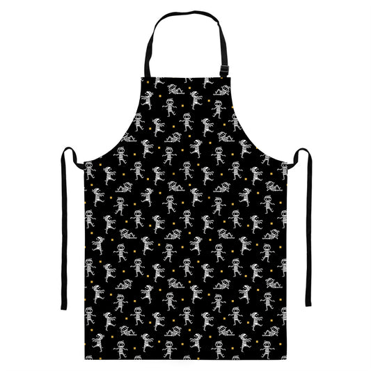 Cute Mummy Pattern Print Bib Apron With Pocket