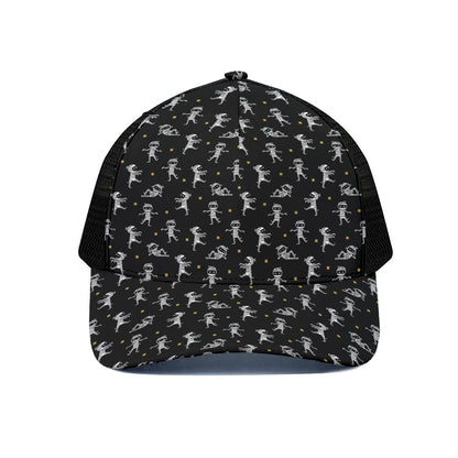 Cute Mummy Pattern Print Black Mesh Trucker Cap