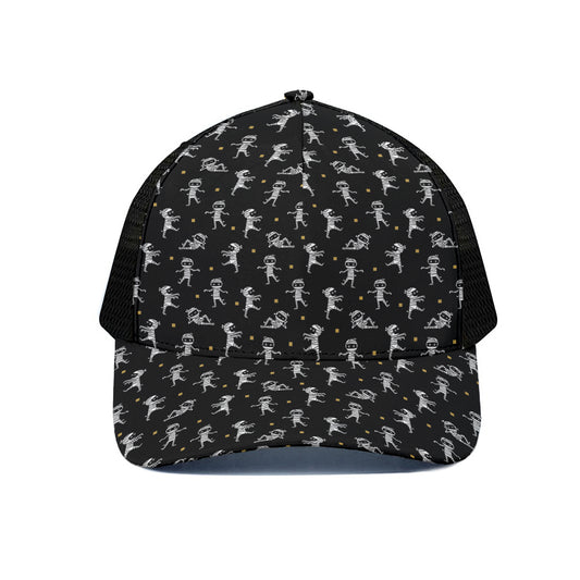 Cute Mummy Pattern Print Black Mesh Trucker Cap