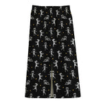 Cute Mummy Pattern Print Cotton Front Slit Maxi Skirt
