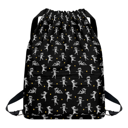 Cute Mummy Pattern Print Drawstring Backpack