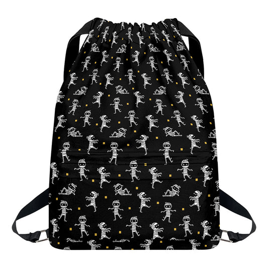 Cute Mummy Pattern Print Drawstring Backpack