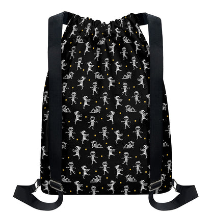 Cute Mummy Pattern Print Drawstring Backpack