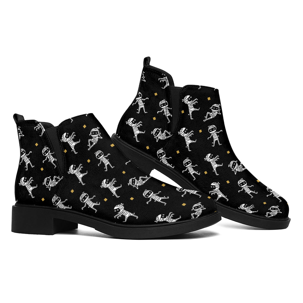 Cute Mummy Pattern Print Flat Ankle Boots