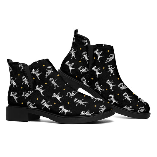 Cute Mummy Pattern Print Flat Ankle Boots