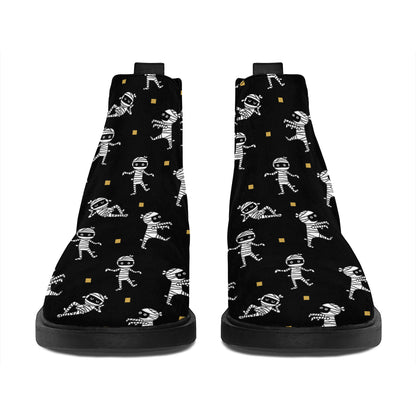 Cute Mummy Pattern Print Flat Ankle Boots