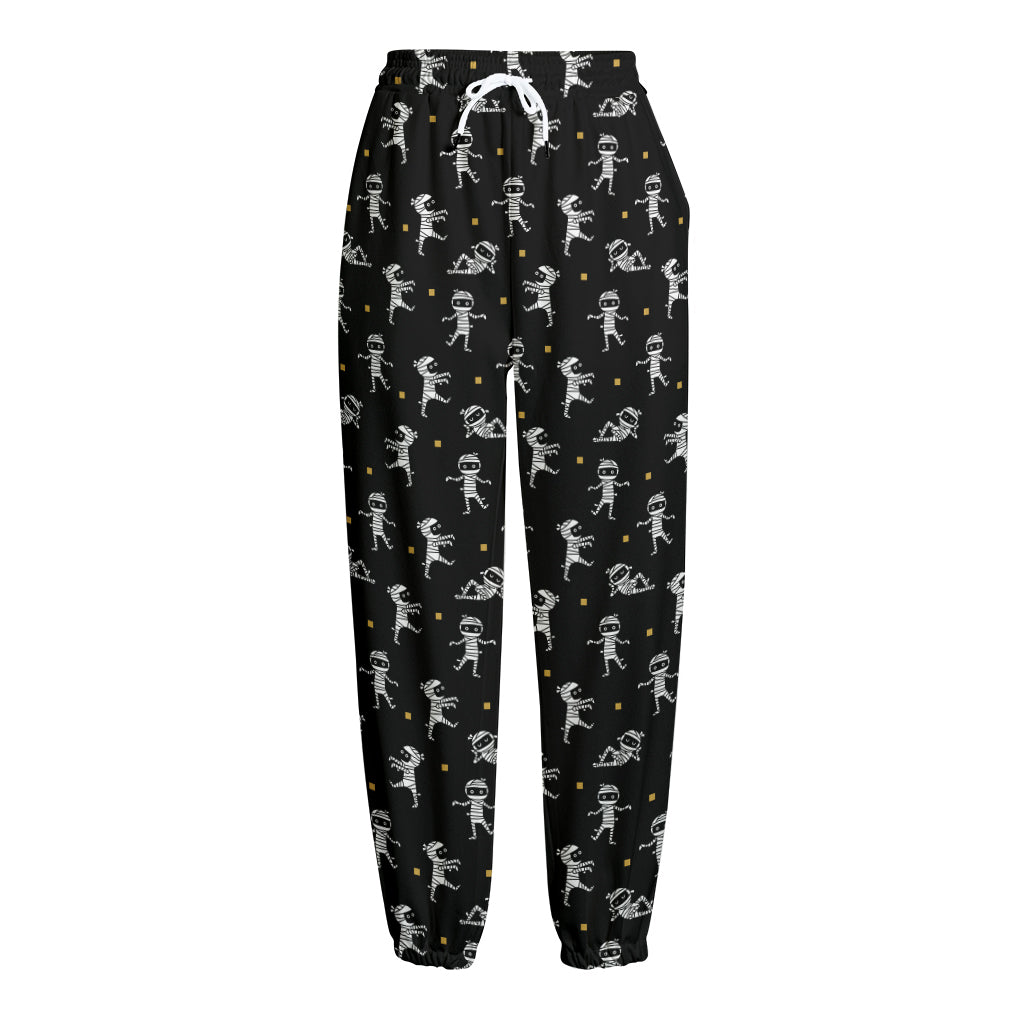 Cute Mummy Pattern Print Fleece Lined Knit Pants