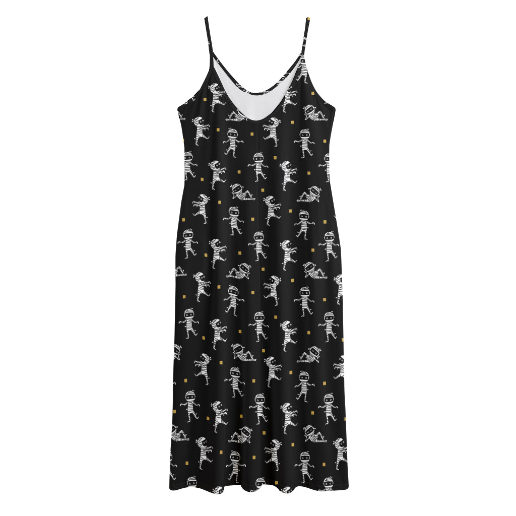 Cute Mummy Pattern Print Jersey Midi Cami Dress