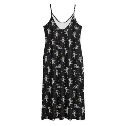 Cute Mummy Pattern Print Jersey Midi Cami Dress