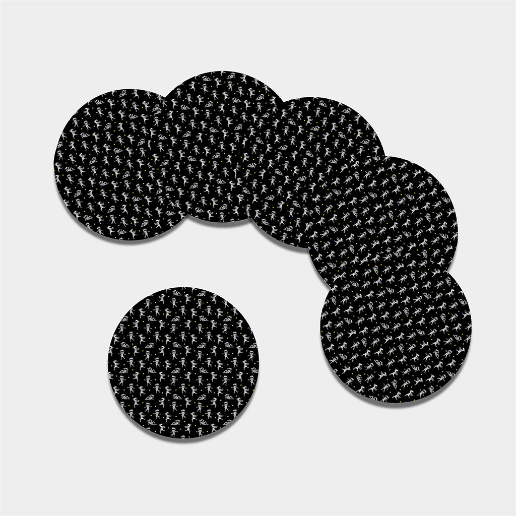 Cute Mummy Pattern Print Leather Coaster Set