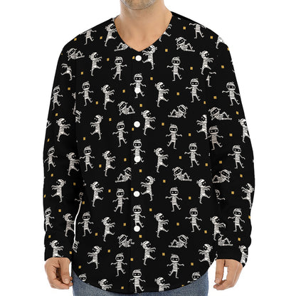 Cute Mummy Pattern Print Long Sleeve Baseball Jersey