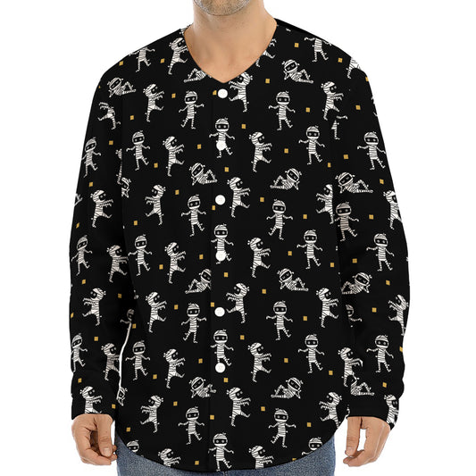 Cute Mummy Pattern Print Long Sleeve Baseball Jersey