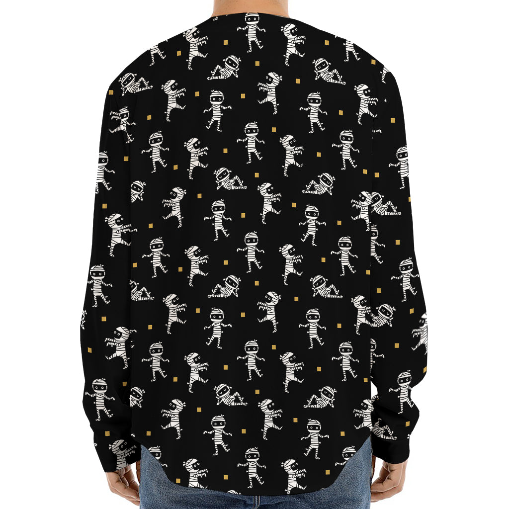 Cute Mummy Pattern Print Long Sleeve Baseball Jersey