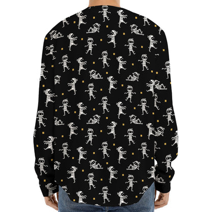 Cute Mummy Pattern Print Long Sleeve Baseball Jersey