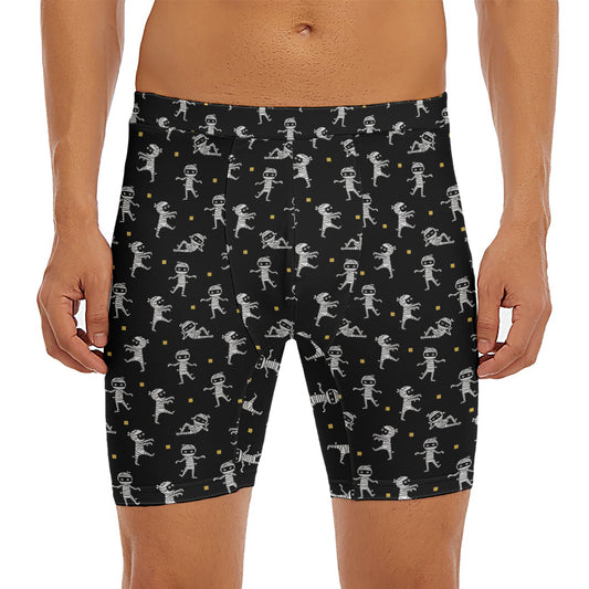 Cute Mummy Pattern Print Men's Long Boxer Briefs
