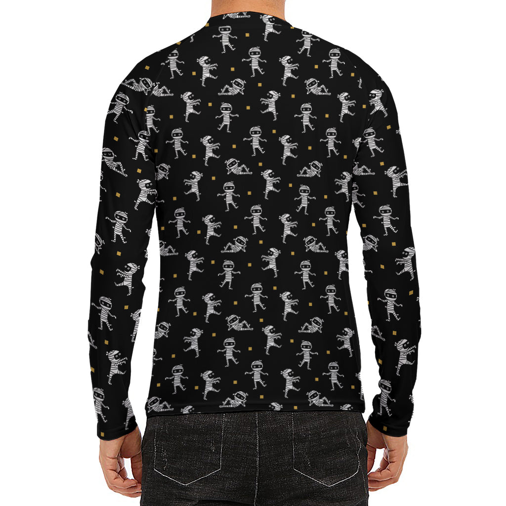 Cute Mummy Pattern Print Men's Long Sleeve Rash Guard