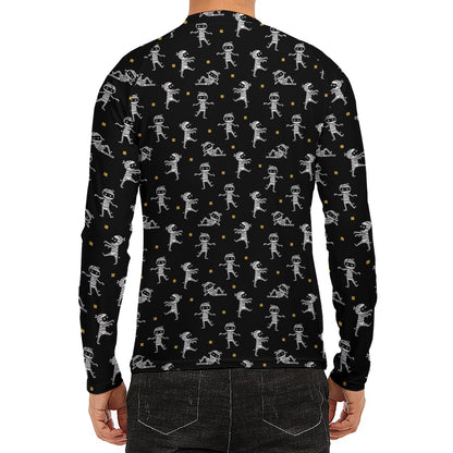 Cute Mummy Pattern Print Men's Long Sleeve Rash Guard