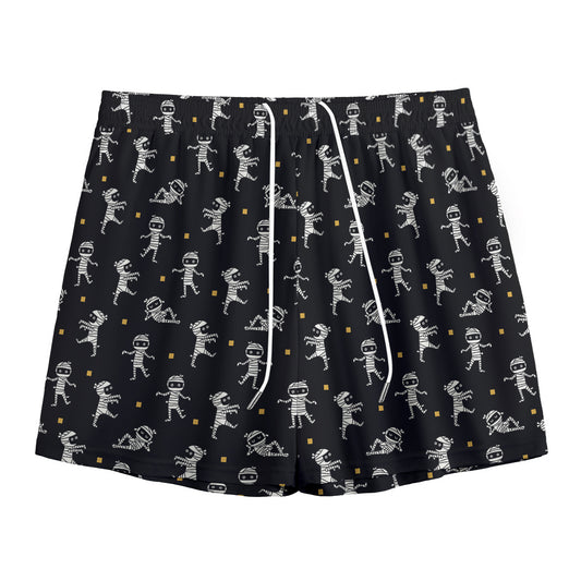 Cute Mummy Pattern Print Mesh Shorts