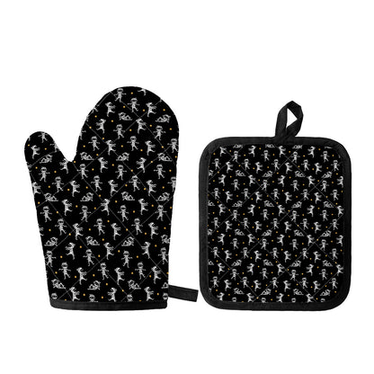 Cute Mummy Pattern Print Oven Mitt And Pot Holder Set