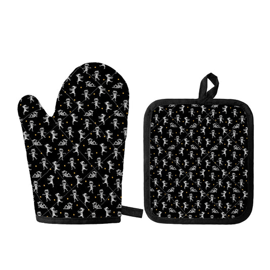Cute Mummy Pattern Print Oven Mitt And Pot Holder Set