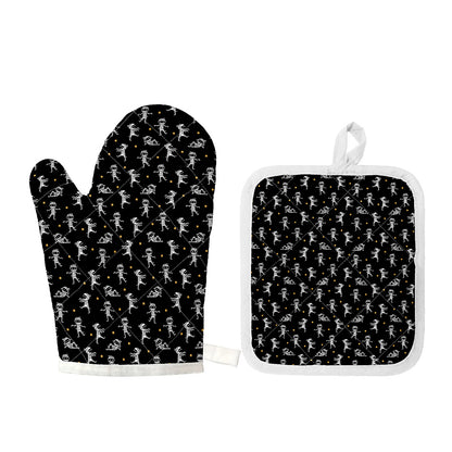 Cute Mummy Pattern Print Oven Mitt And Pot Holder Set