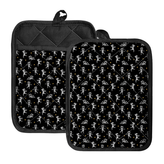 Cute Mummy Pattern Print Pot Holders With Pocket