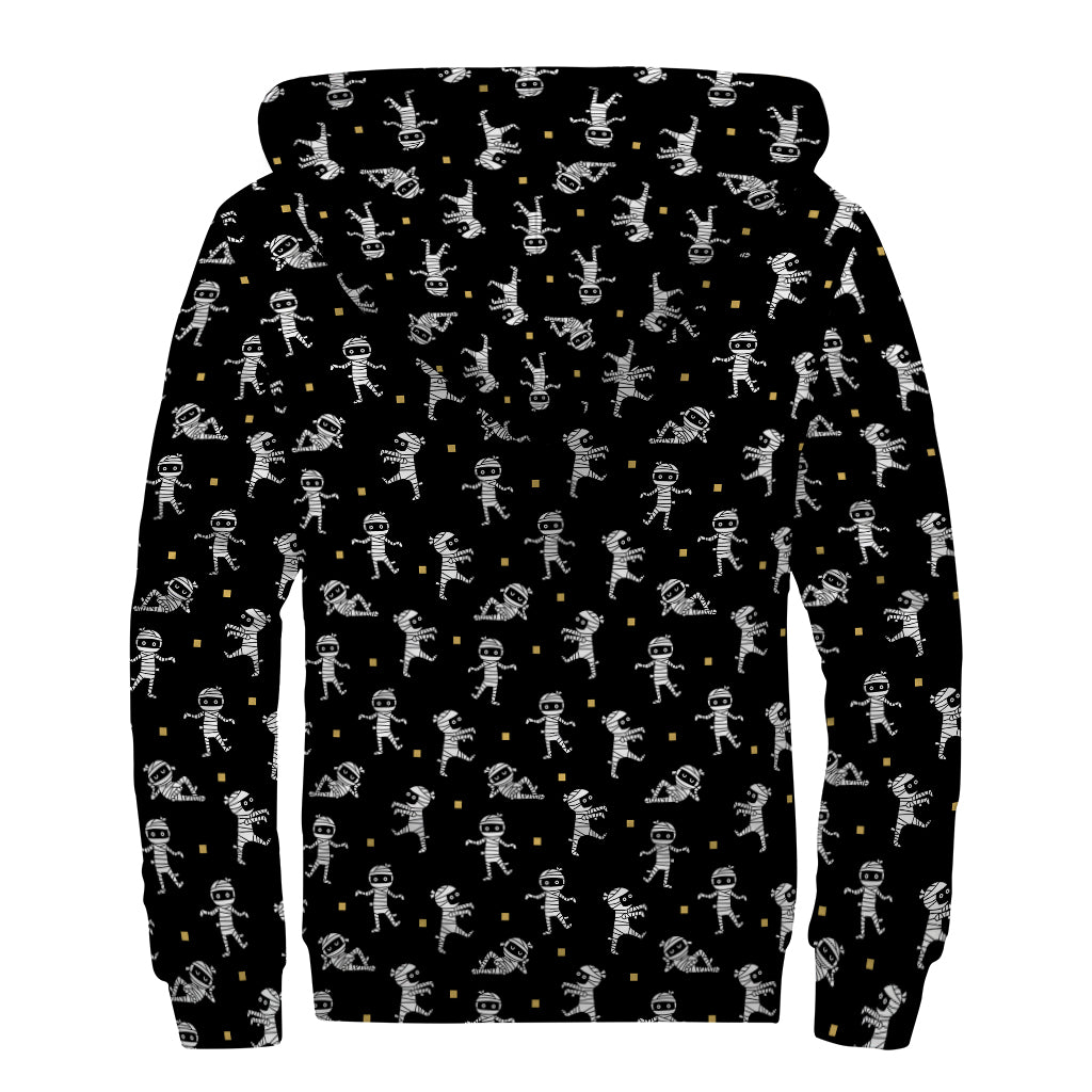 Cute Mummy Pattern Print Sherpa Lined Zip Up Hoodie