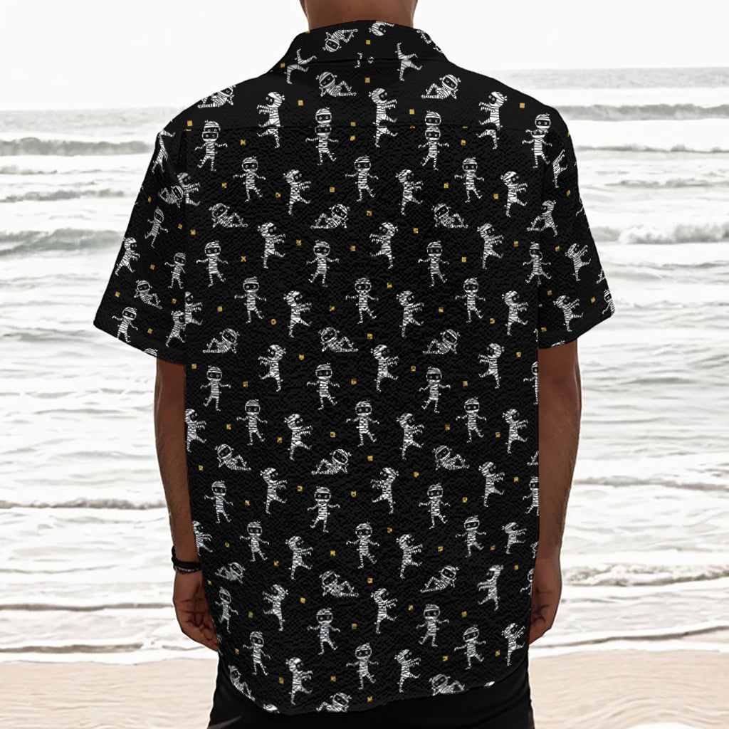 Cute Mummy Pattern Print Textured Short Sleeve Shirt