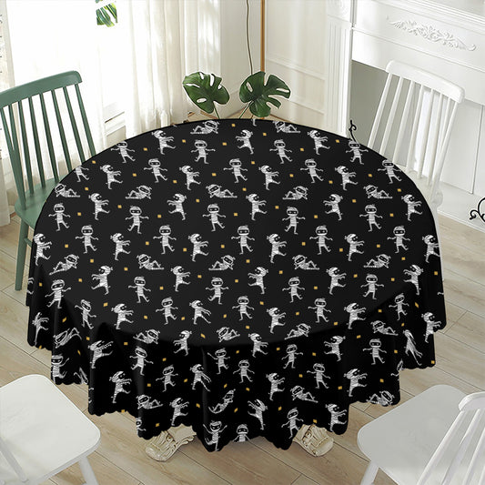 Cute Mummy Pattern Print Waterproof Round Tablecloth