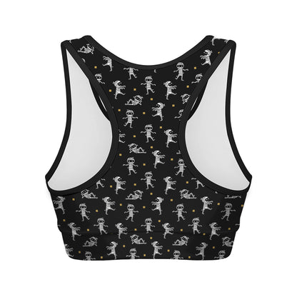 Cute Mummy Pattern Print Women's Sports Bra