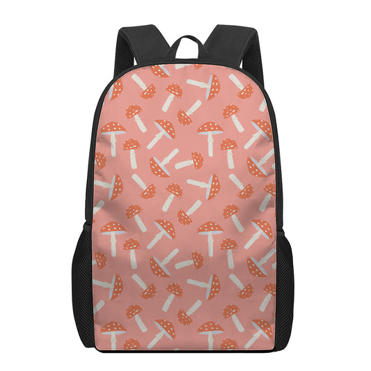 Cute Mushroom Pattern Print 17 Inch Backpack