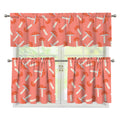 Cute Mushroom Pattern Print 3 Piece Kitchen Curtains