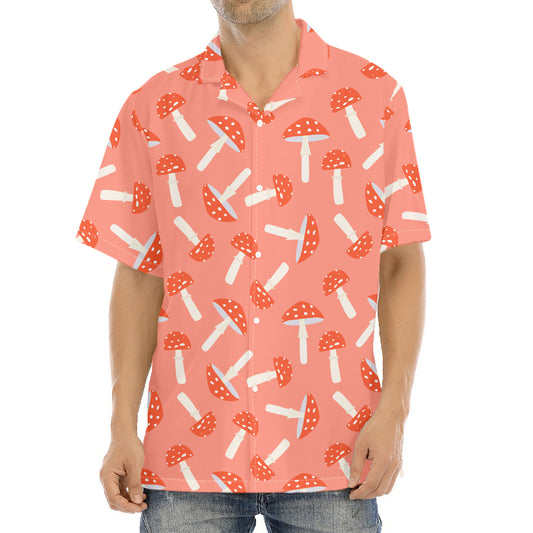 Cute Mushroom Pattern Print Aloha Shirt