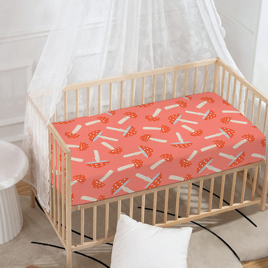 Cute Mushroom Pattern Print Baby Crib Sheet