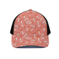 Cute Mushroom Pattern Print Black Mesh Trucker Hat