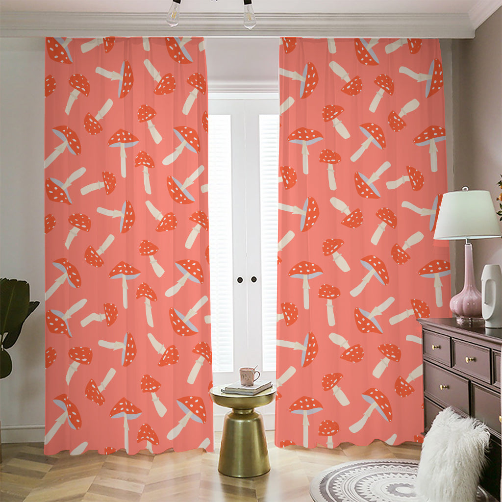 Cute Mushroom Pattern Print Blackout Pencil Pleat Curtains