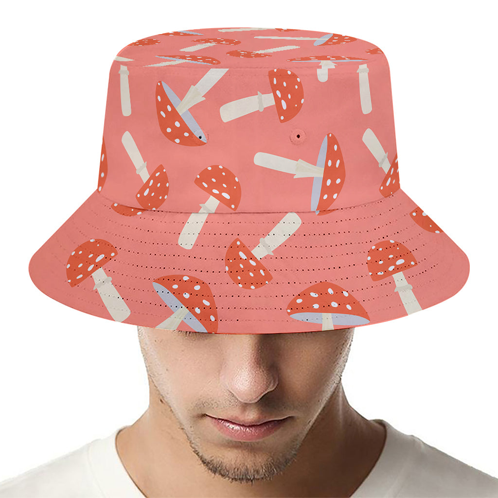 Cute Mushroom Pattern Print Bucket Hat