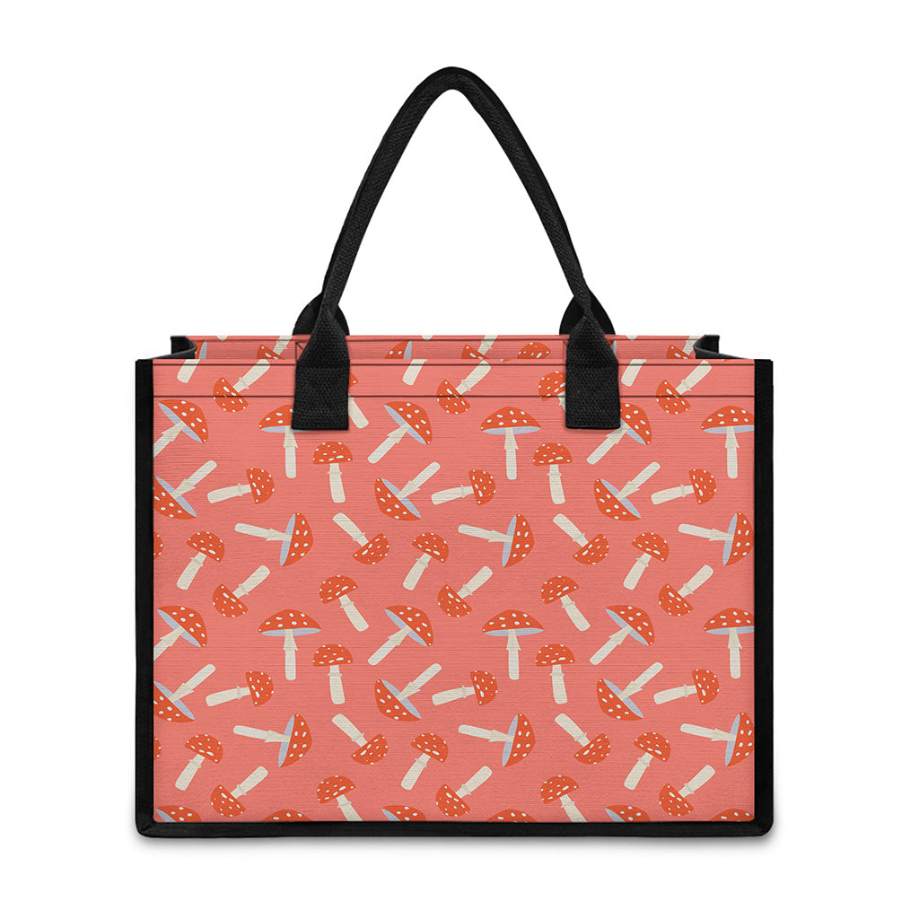 Cute Mushroom Pattern Print Canvas Tote Bag