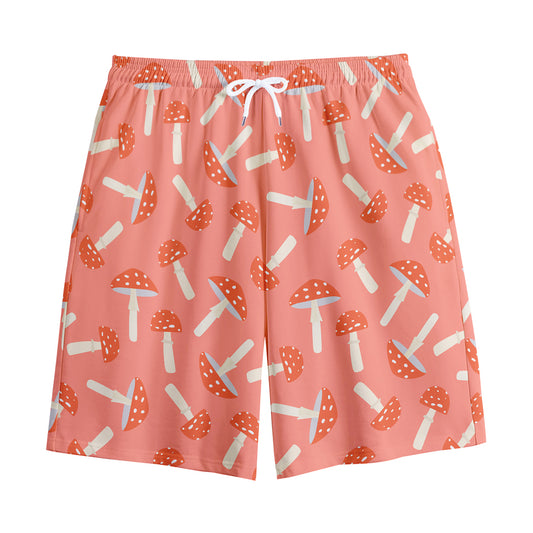 Cute Mushroom Pattern Print Cotton Shorts