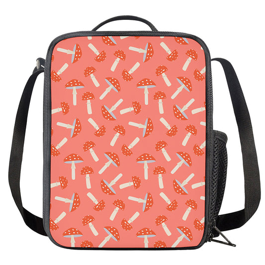 Cute Mushroom Pattern Print Crossbody Lunch Bag